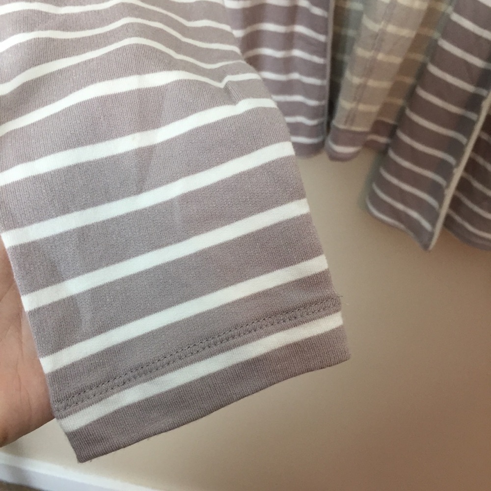 [Bordeaux] Mauve White Stripe Open Front Cardigan - image 4